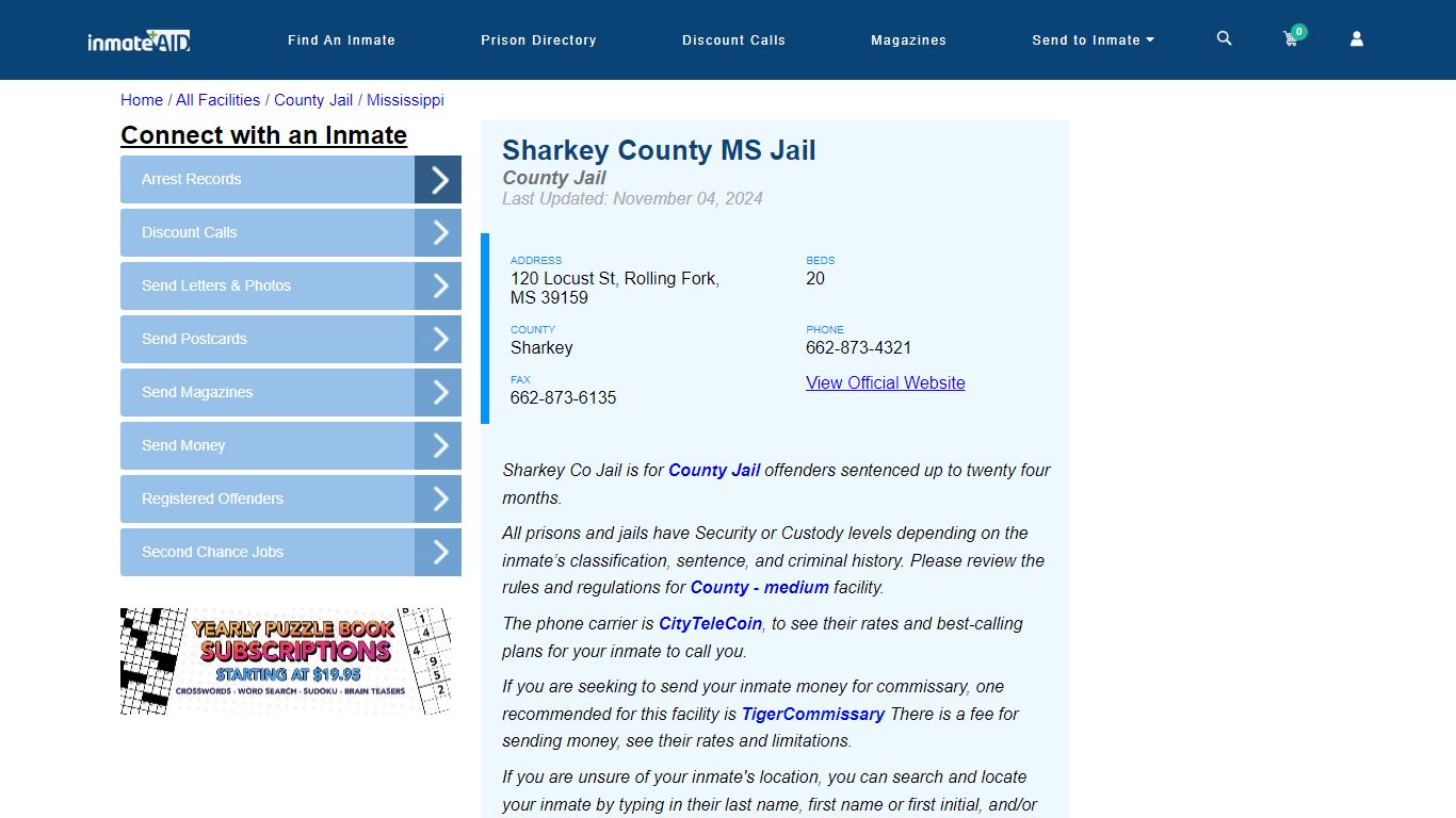 Sharkey County MS Jail - Inmate Locator