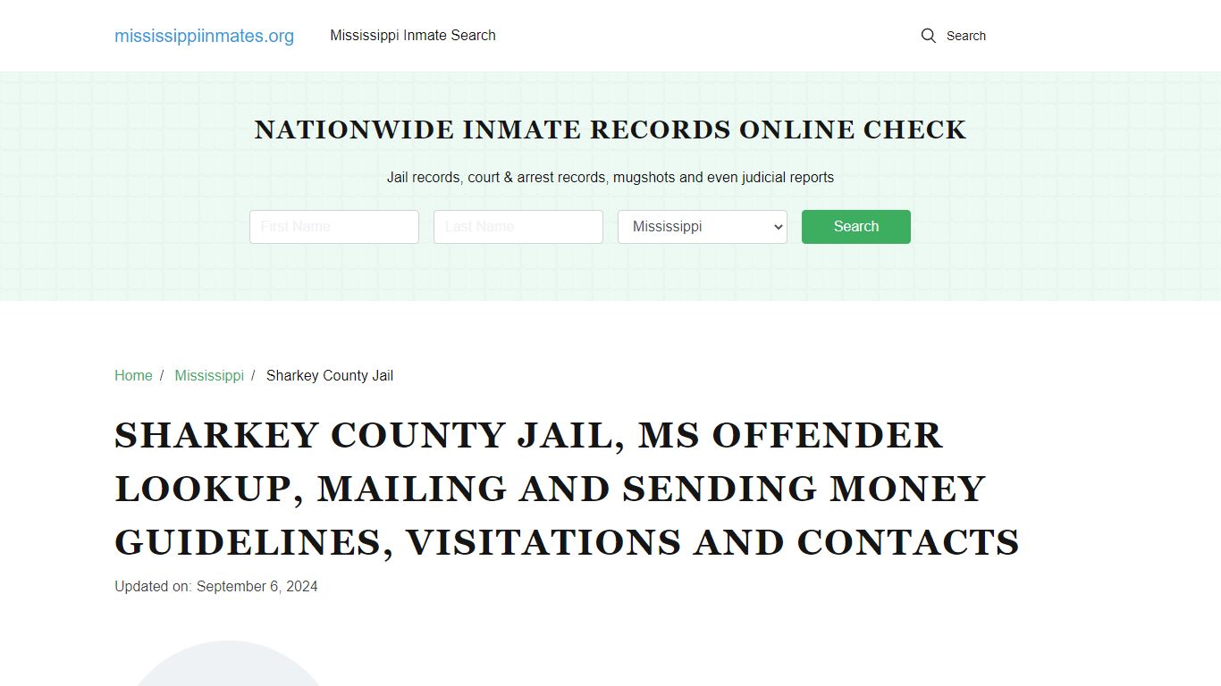 Sharkey County Jail, MS: Inmate Search Options, Visitations, Contacts