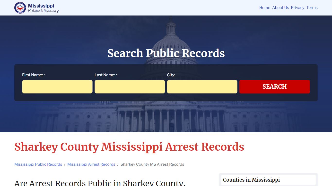 Sharkey County, MS Arrest Records Search – PublicOffices.org